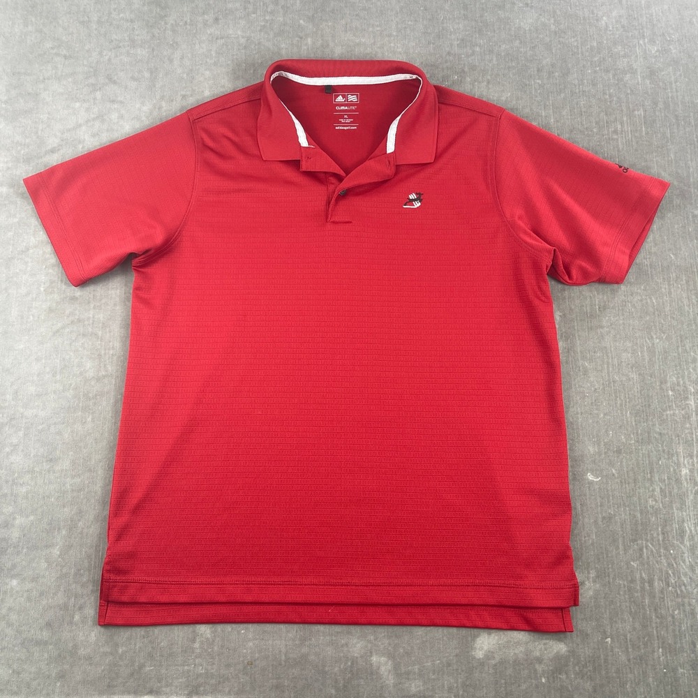Adidas Kids XL Red‎ Climalite Short Sleeve Textured Performance Golf Polo Shirt
